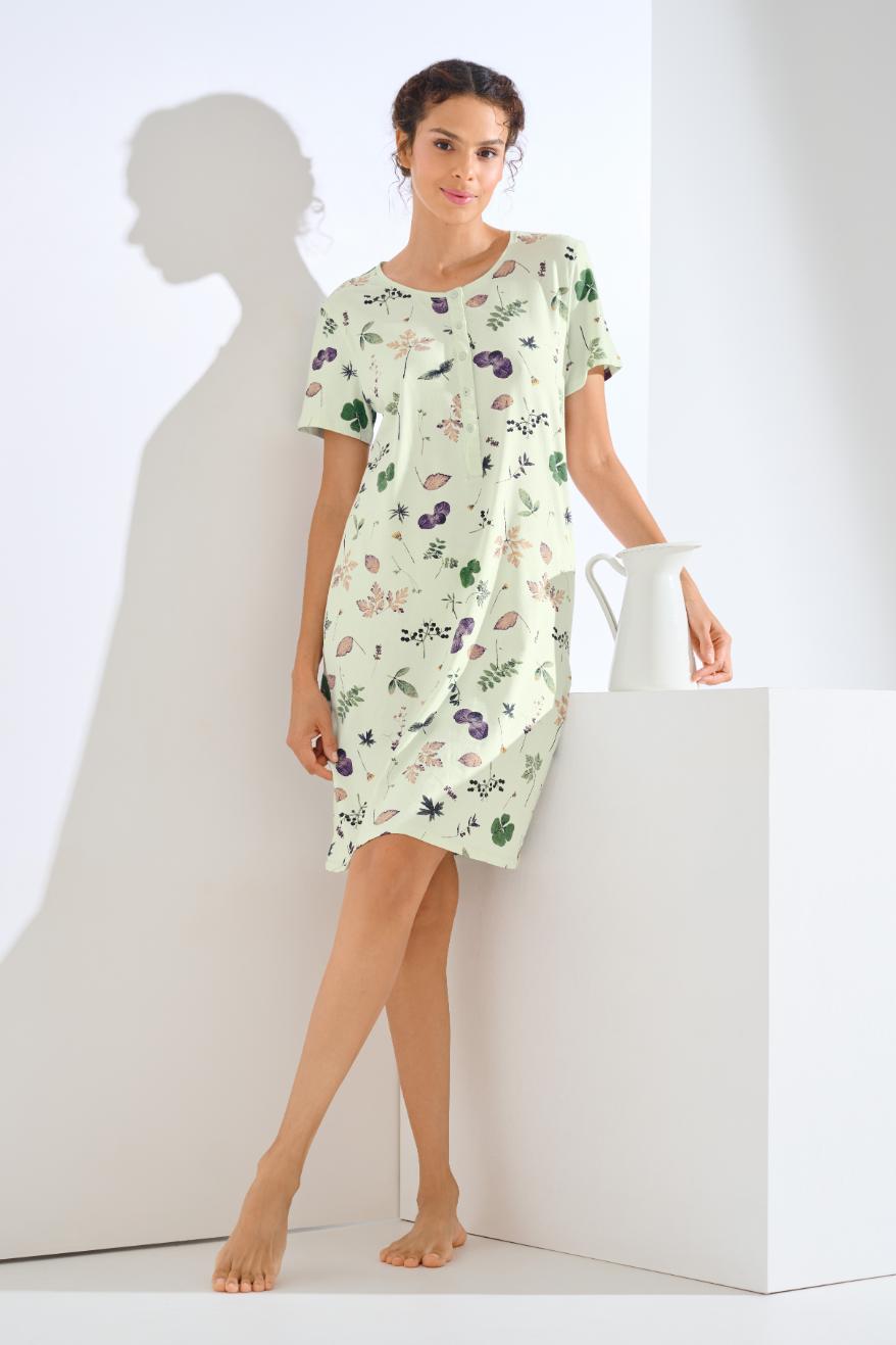 23460 POMPEYA Nightdress short sleeves with buttons 95cm