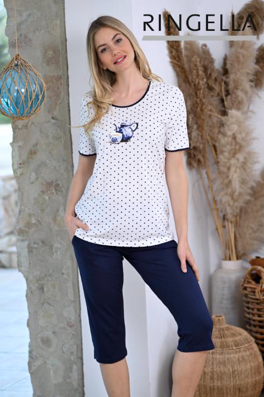 5211213 Ringella Dames Pyjam capri met nop-dessin