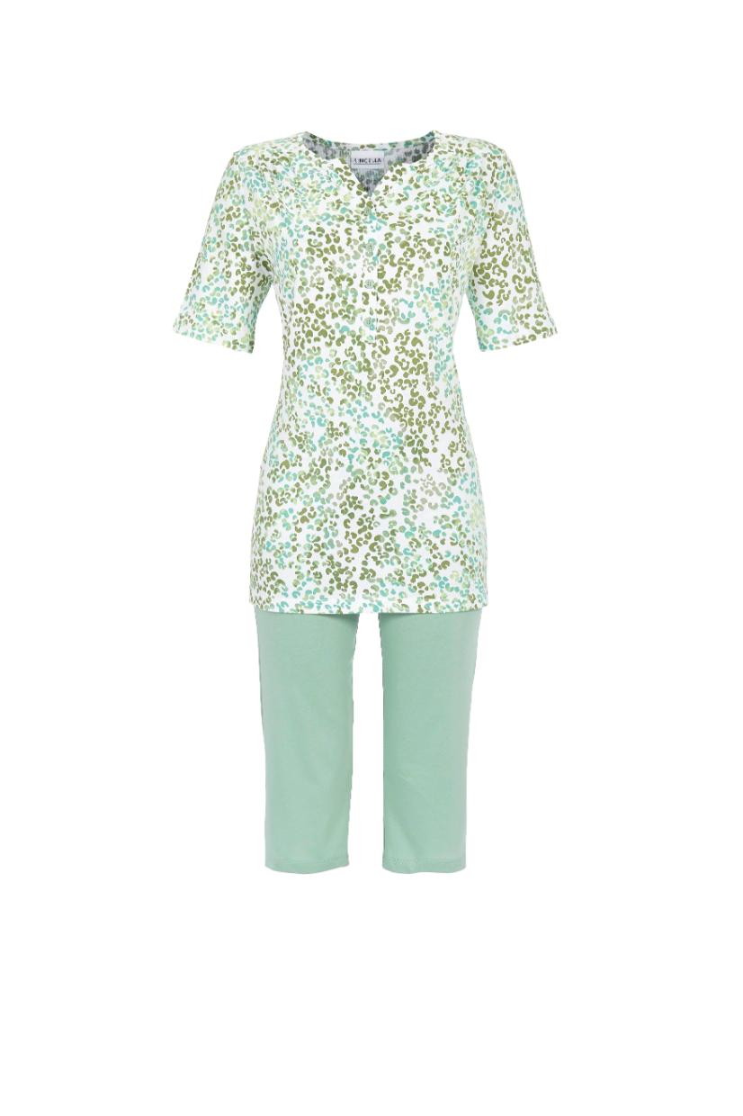 5211253 Ringella Dames Pyjama capri knoopsluiting met luipaard-dessin