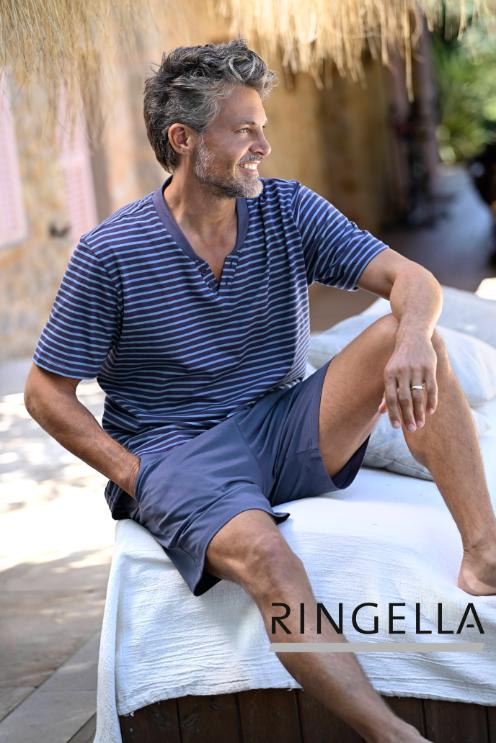 5241308 Ringella Men Shortama met gestreept shirt