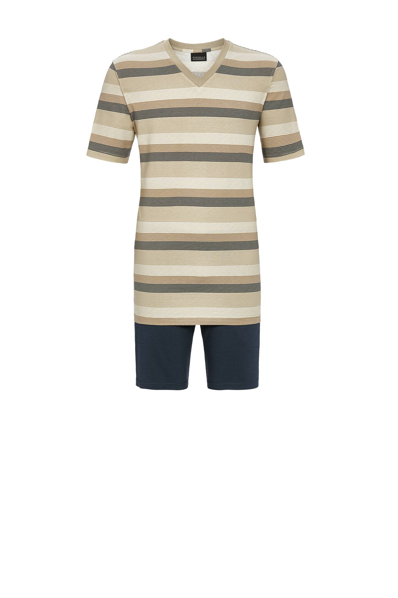 5241315 Ringella Men Shorty met V-hals en streep-dessin