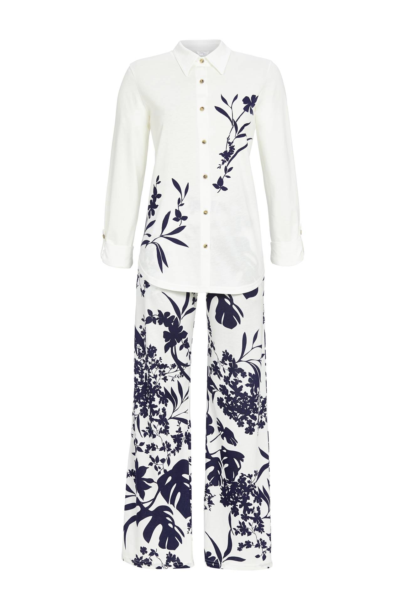 5271202 Cherie Line Pyjama doorknoop met blad-dessin