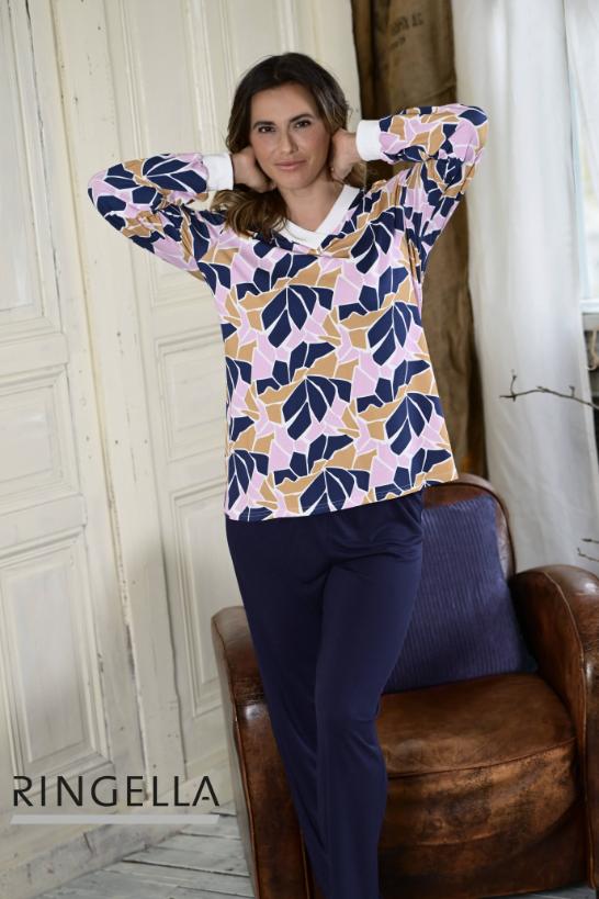 5511226 Ringella Dames Pyjama boordjes met grafisch-dessin
