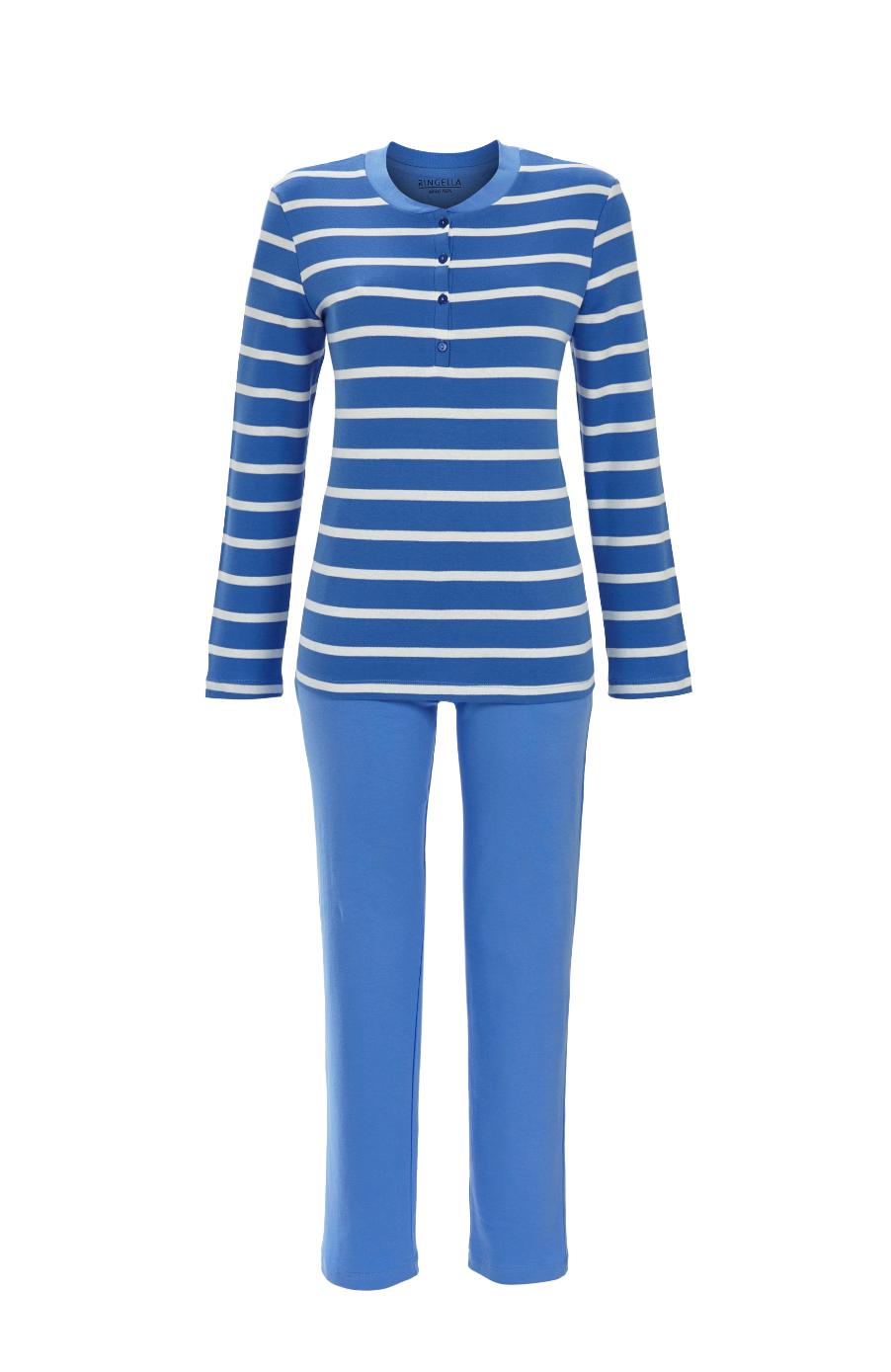 5511228 Ringella Dames Pyjama knoopsluiting interlock met streep-dessin
