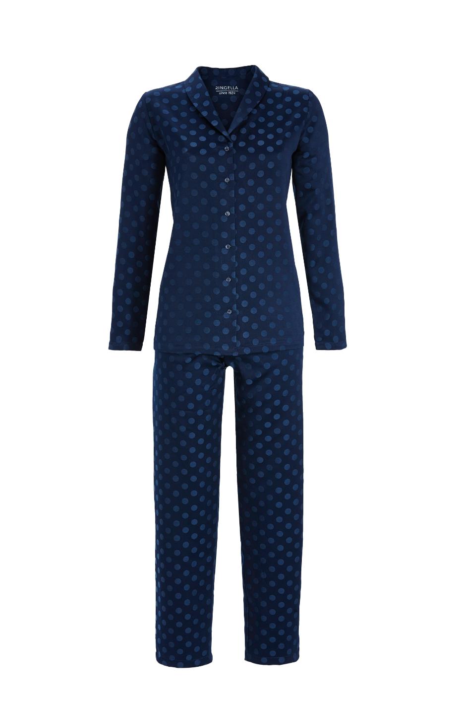 5512249 Ringella Dames Pyjama doorknoop satijn met nop-dessin
