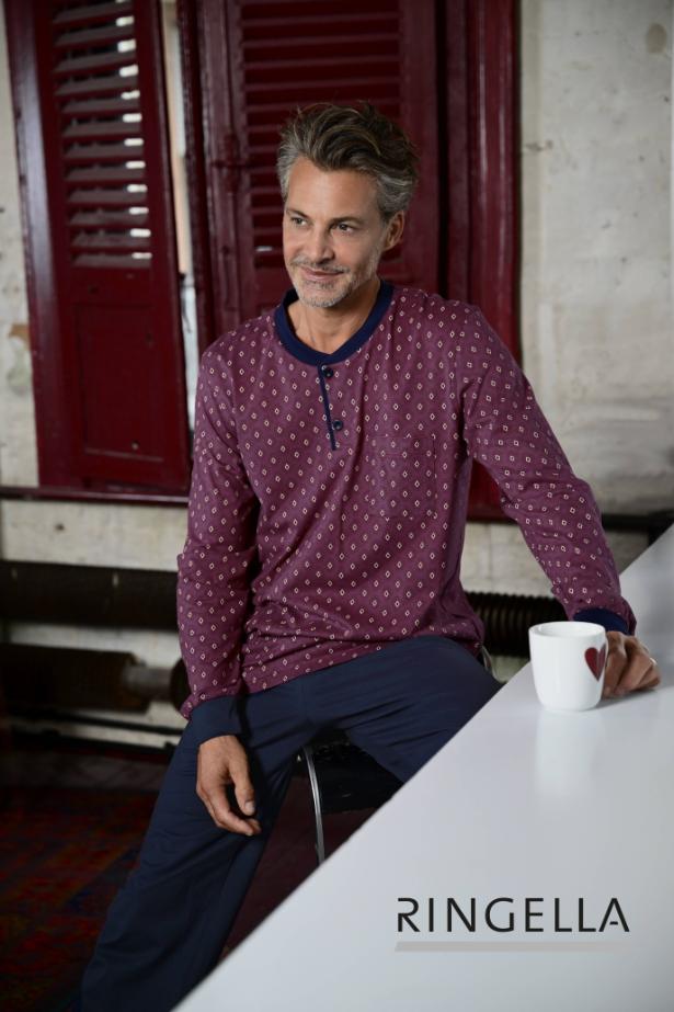 5541204 Ringella Heren Pyjama boordjes knoopsluiting