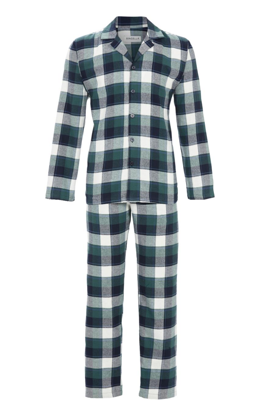 5541225 Ringella Heren Pyjama doorknoop flanel ruit-dessin