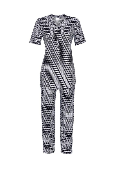 5211212 Ringella Dames Pyjama knoopsluiting 7/8 broek met grafisch-dessin