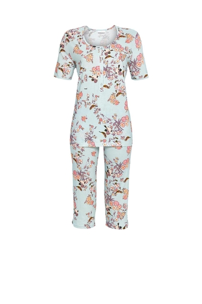 5211237 Ringella Dames Pyjama capri knoopsluiting met bloem-dessin