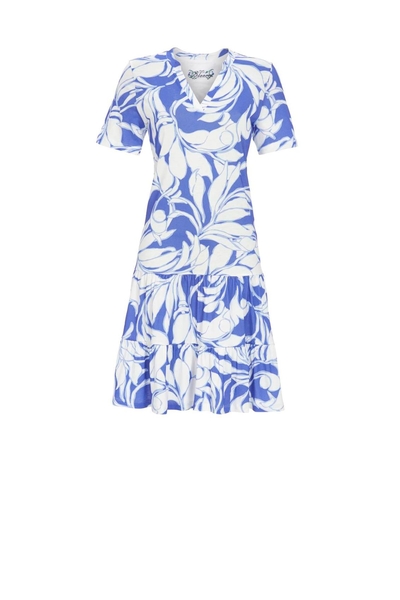 5251003 Bloomy Stroken-jurk met V-hals en bloem-dessin