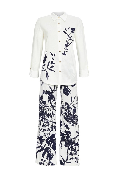 5271202 Cherie Line Pyjama doorknoop met blad-dessin