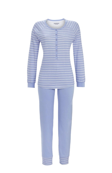 5511242 Ringella Dames Pyjama boordjes knoopsluiting interlock met streep-dessin