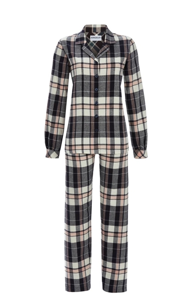 5517205 Ringella Dames Pyjama doorknoop flanel ruit-dessin