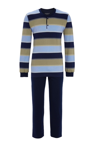 5541216 Ringella Heren Pyjama knoopsluiting interlock met streep-dessin